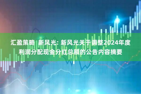 汇盈策略  新风光: 新风光关于调整2024年度利润分配现金分红总额的公告内容摘要