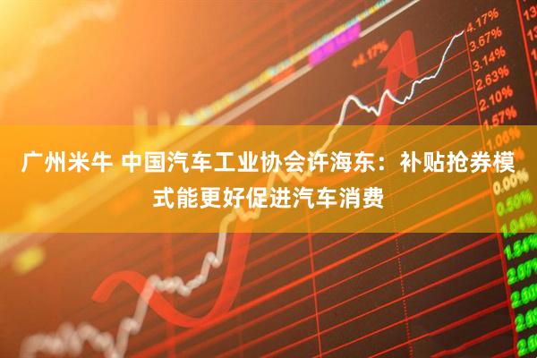 广州米牛 中国汽车工业协会许海东：补贴抢券模式能更好促进汽车消费